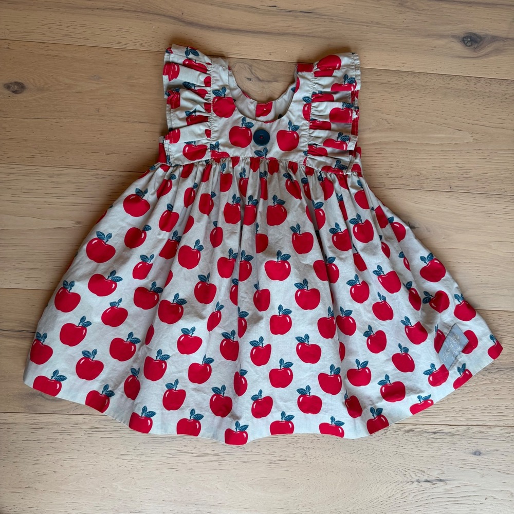 Eleanor Rose Girls Red Apple Print Ruffle Dress Size 2